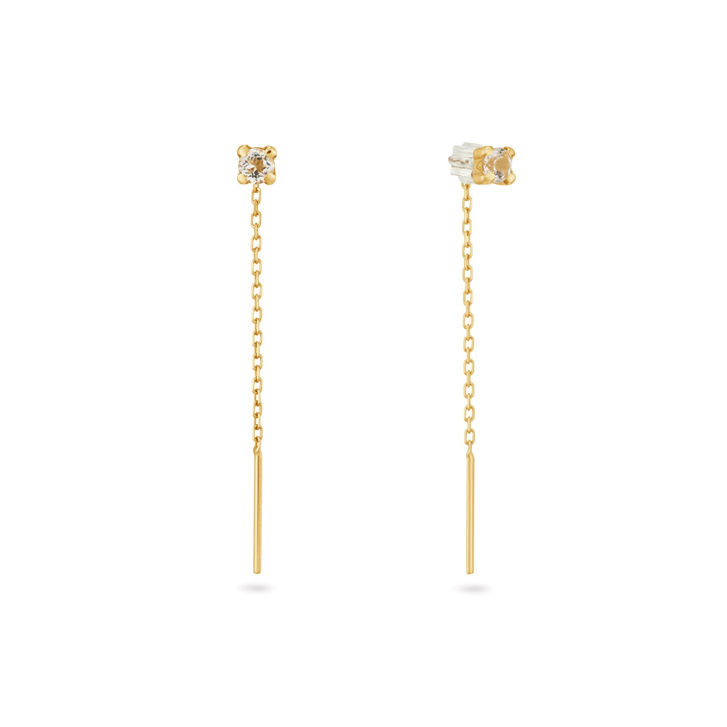 Jackie Gold Van Gogh 14 Karat Gold White Topaz Threater Studs JKE25.567