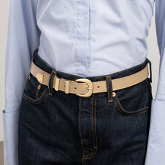 Isabel Bernard Rêveur Mathilde Taupe calfskin belt with gold-coloured buckle IB60020-078-95