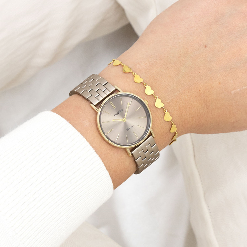 OOZOO Vintage Montre Femme Or et Taupe C20409-zoom-