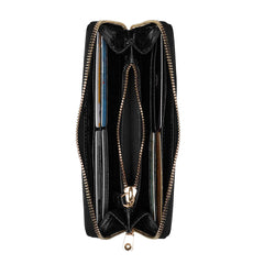 Isabel Bernard Honoré Léa Black Croco Zip Wallet IB23007