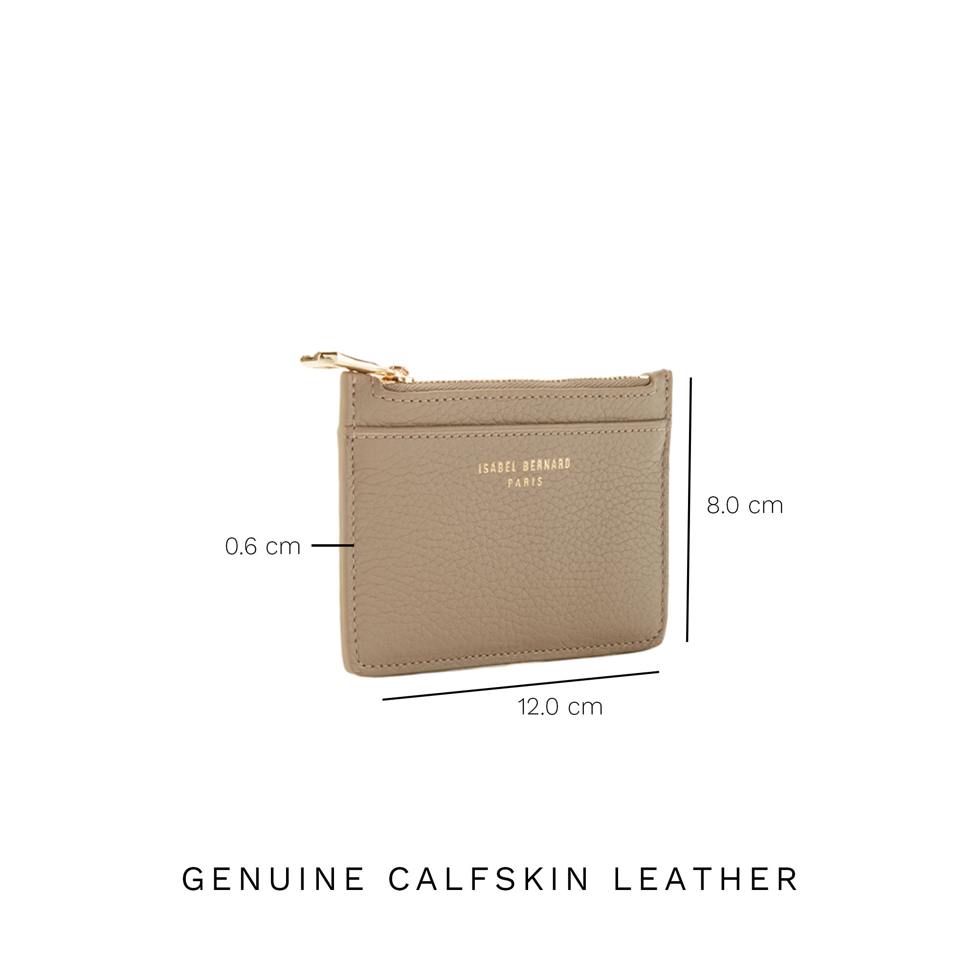 Isabel Bernard Honoré Aveline Taupe Leather Card Holder made of Calfskin IB27017