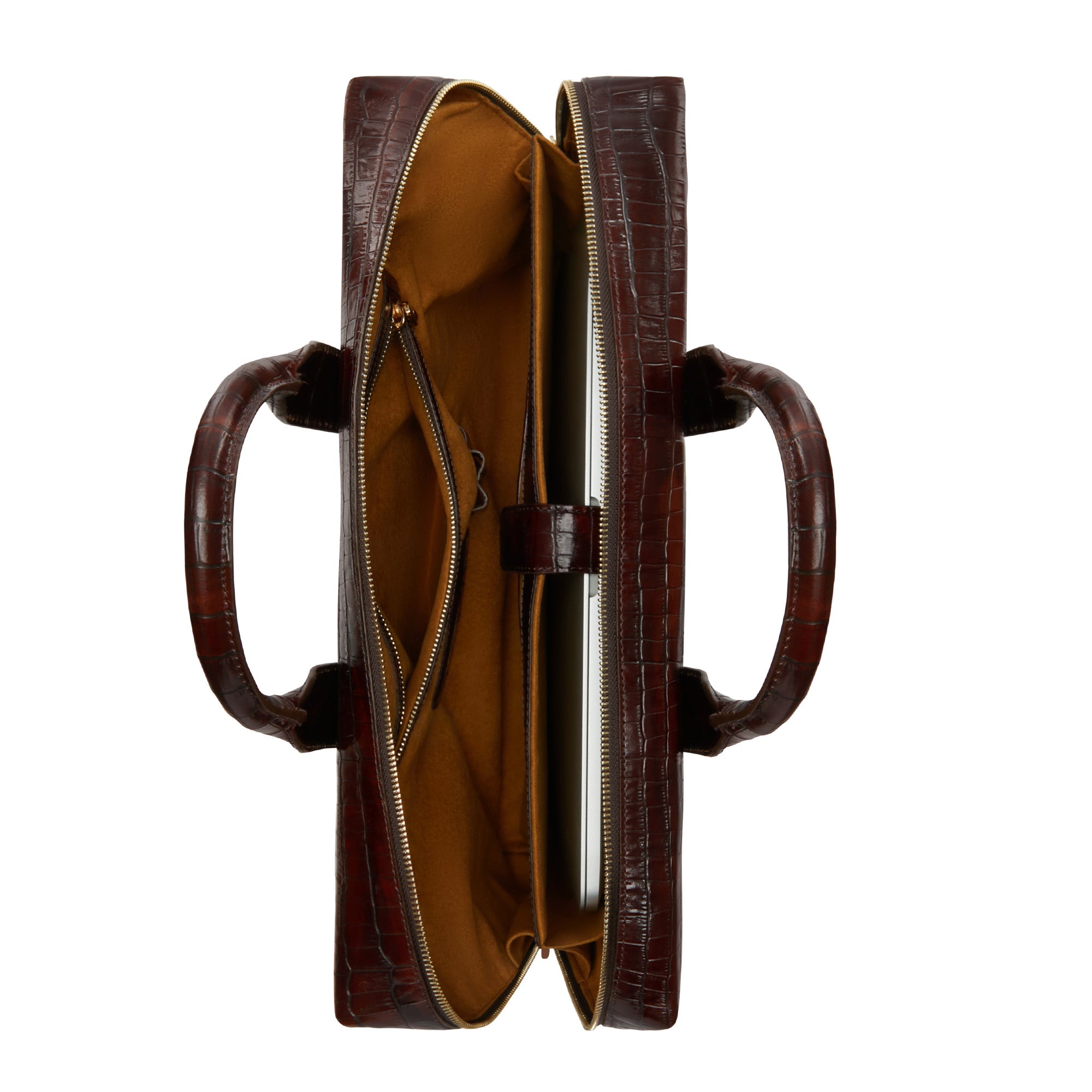 Isabel Bernard Honoré Anique Croco Brown Calfskin Handbag IB25073