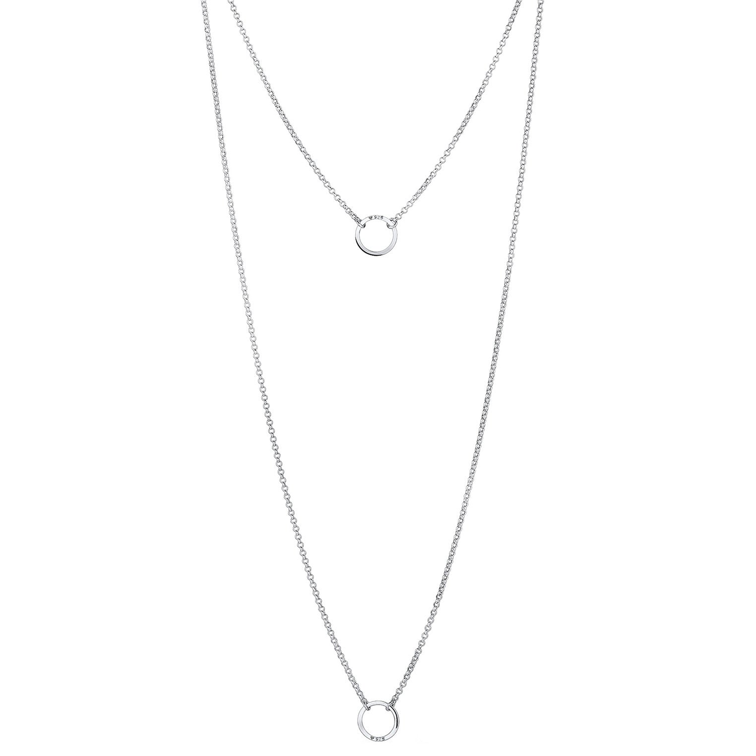 Elli 925 Sterling Silver Layered Link Chain Necklace 2004-BF-0007985-001