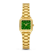 Violet Hamden Dawn Base Montre Carrée Femme Dorée et Verte VH09041
