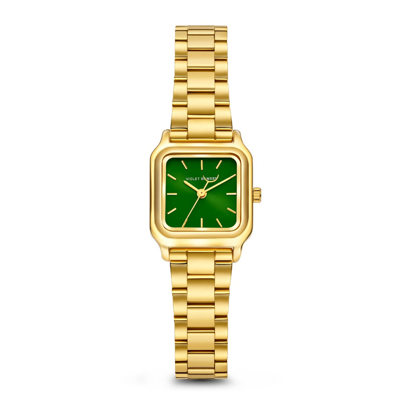 Violet Hamden Dawn Base Montre Carrée Femme Dorée et Verte VH09041-zoom-
