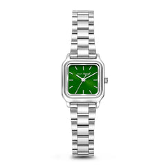 Violet Hamden Dawn Base Square Women's Watch Silver Coloured and Green VH09035