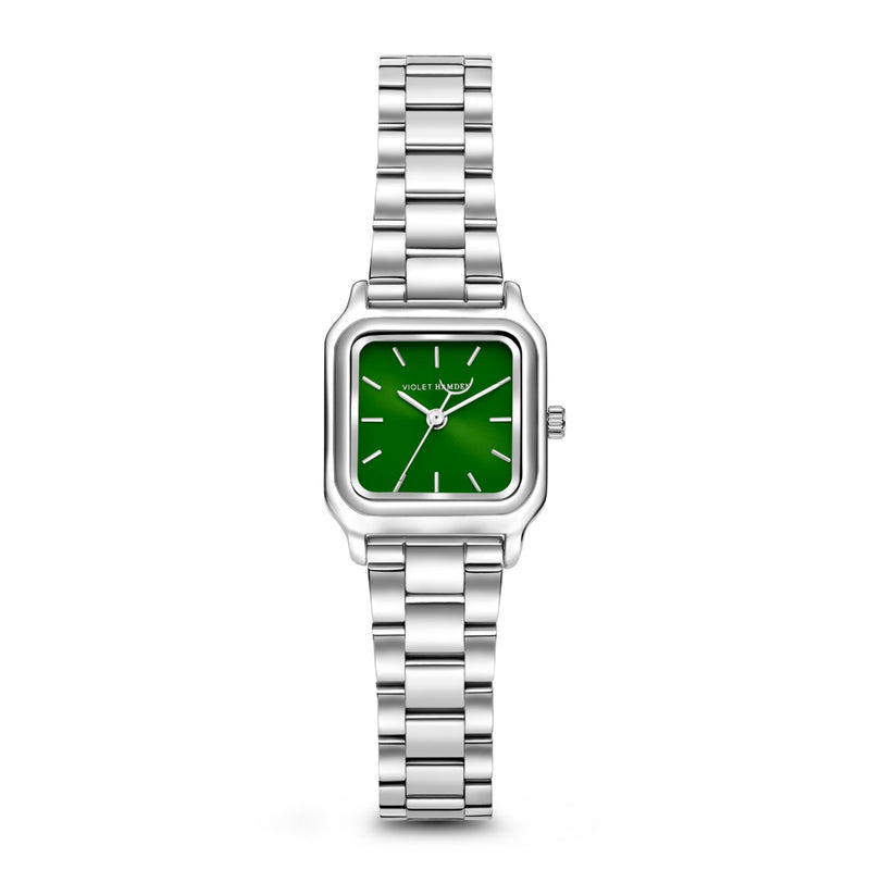Violet Hamden Dawn Base Montre Carrée Femme Argentée et Verte VH09035-zoom-