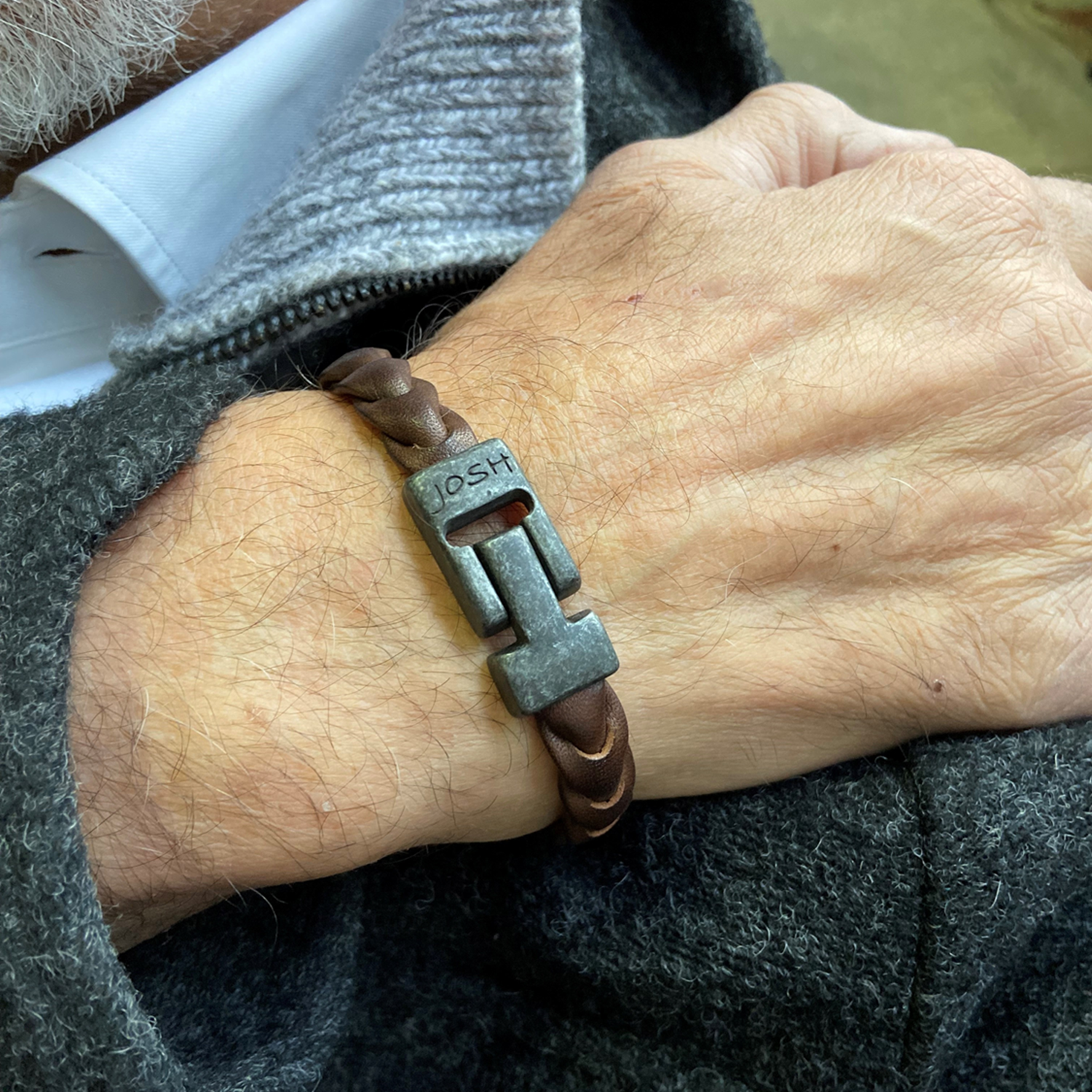 Josh Leather Brown Bracelet 50046-BRA-VB/BROWN/L-1