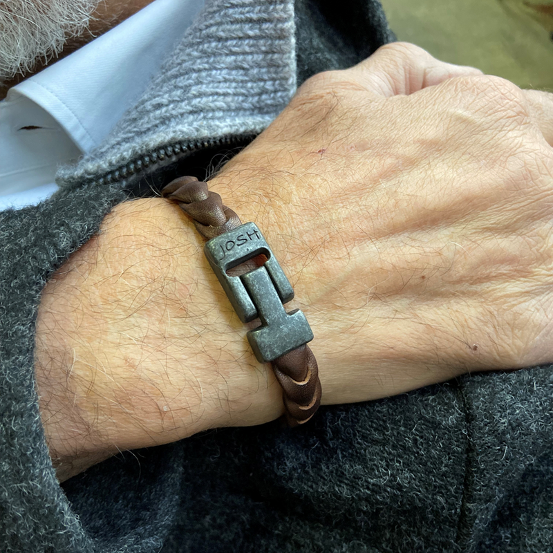 Josh Leather Brown Bracelet 50046-BRA-VB/BROWN/L-1-zoom-