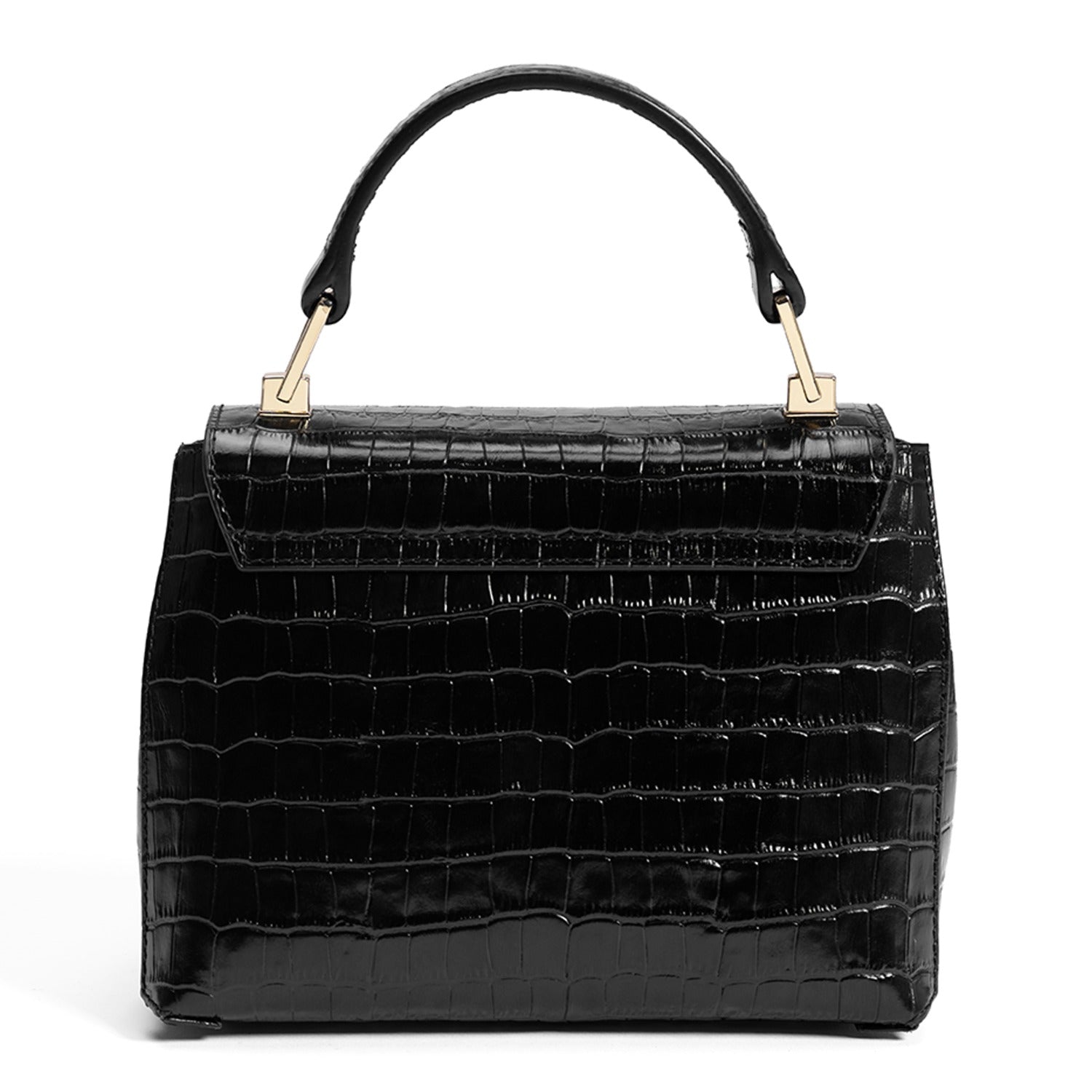Isabel Bernard Femme Forte Heline croco Black Leather Handbag made of Calfskin IB21037