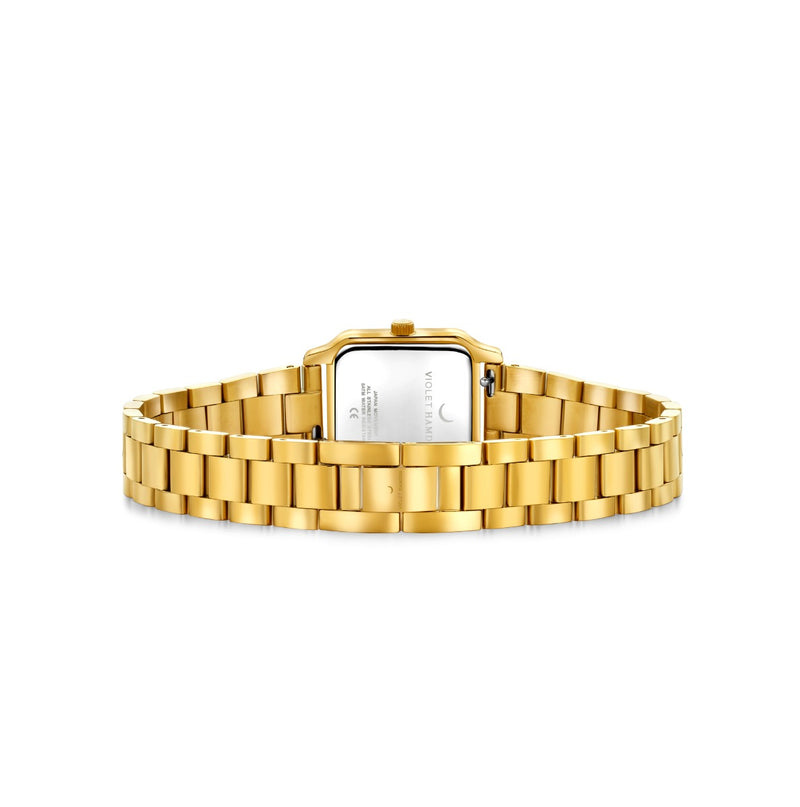 Violet Hamden Dawn Base Montre Carrée Femme Dorée et Verte VH09041-zoom-