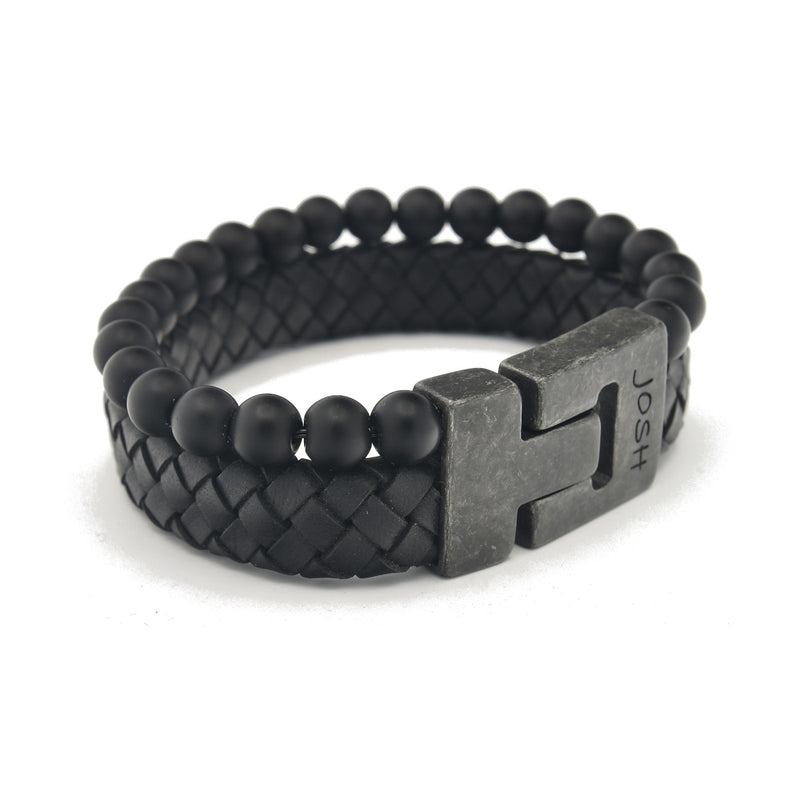 Josh Bracelet Noir 24966-BRA-VB/BLACK/L-zoom-