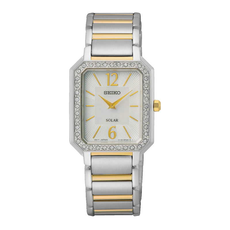 Seiko Solar Femmes Montre Argent et Multicolore et Or SUP466P1-zoom-