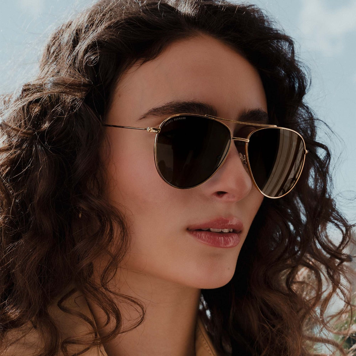 Isabel Bernard La Villette Remi Gold-coloured Aviator Sunglasses IB400008-15-04