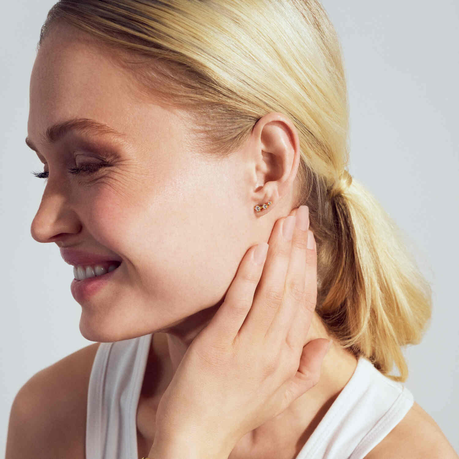 Sif Jakobs Gold Plated Lucente Tre Earrings SJ-E2703-CZ-YG