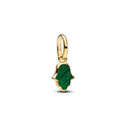 Pandora ME Mini Charm Pendant Green Hamsa Hand Plaqué Or 764612C01