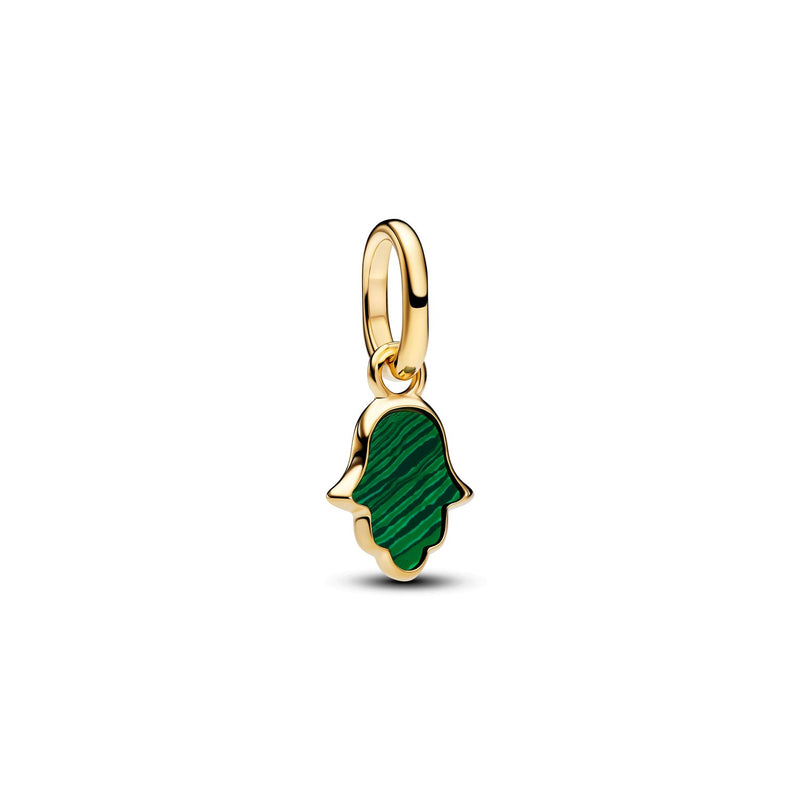 Pandora ME Mini Charm Pendant Green Hamsa Hand Plaqué Or 764612C01-zoom-