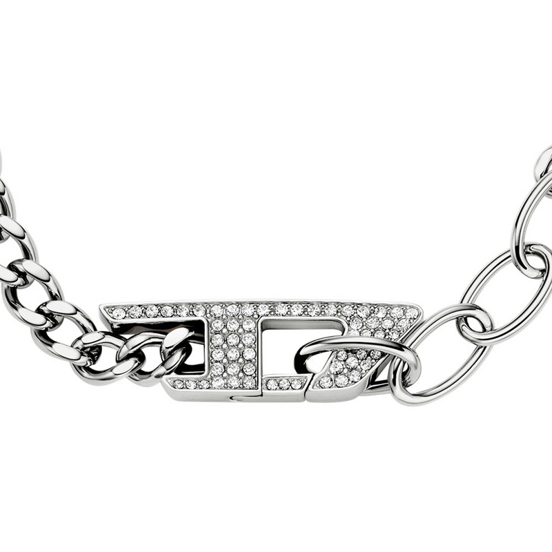 Diesel D Logo Silver and Gold Stainless Steel Bracelet DX1627040-zoom-