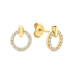 Beloro Jewels Monte Napoleone Irene 9 karat gold ear studs with zirconia stones BO360124