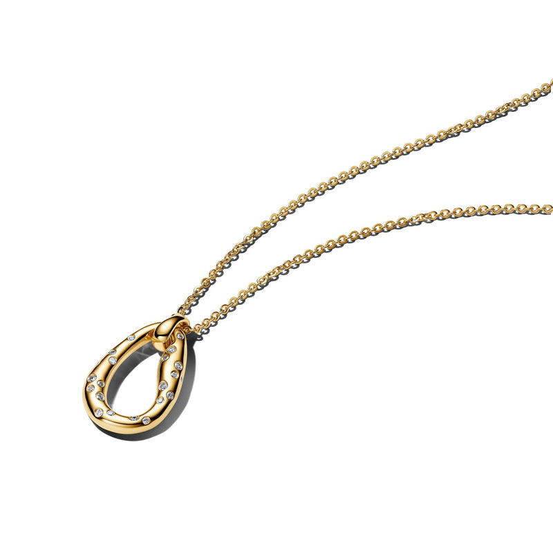 Pandora Essence Collier Pendant Stone-Set De Forme Organique Plaqué Or 364666C01-45-zoom-
