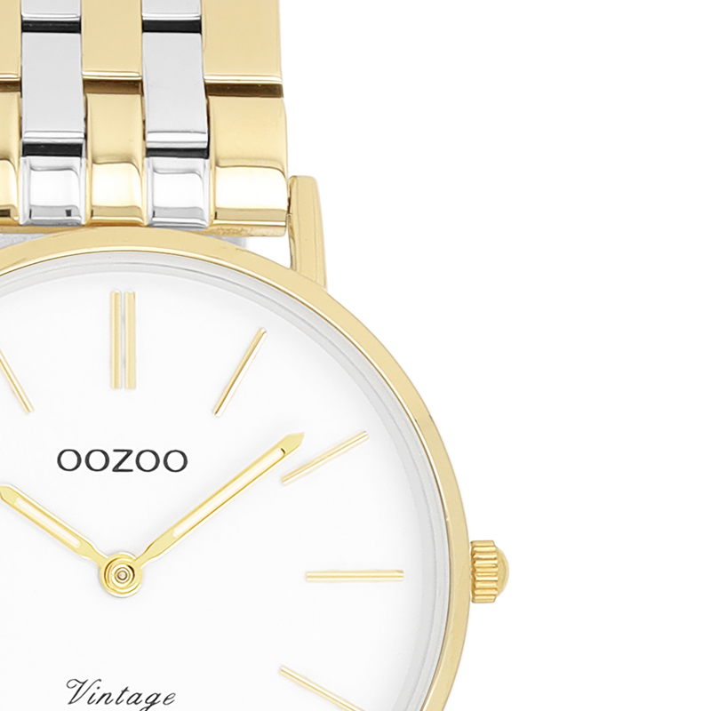 OOZOO Vintage Montre Femme Dorée et Blanche C20407-zoom-