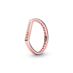 Pandora Signature 925 Sterling Silver Rosegold coloured Logo Thin Bar Ring 189048C00-50 (size: 50)