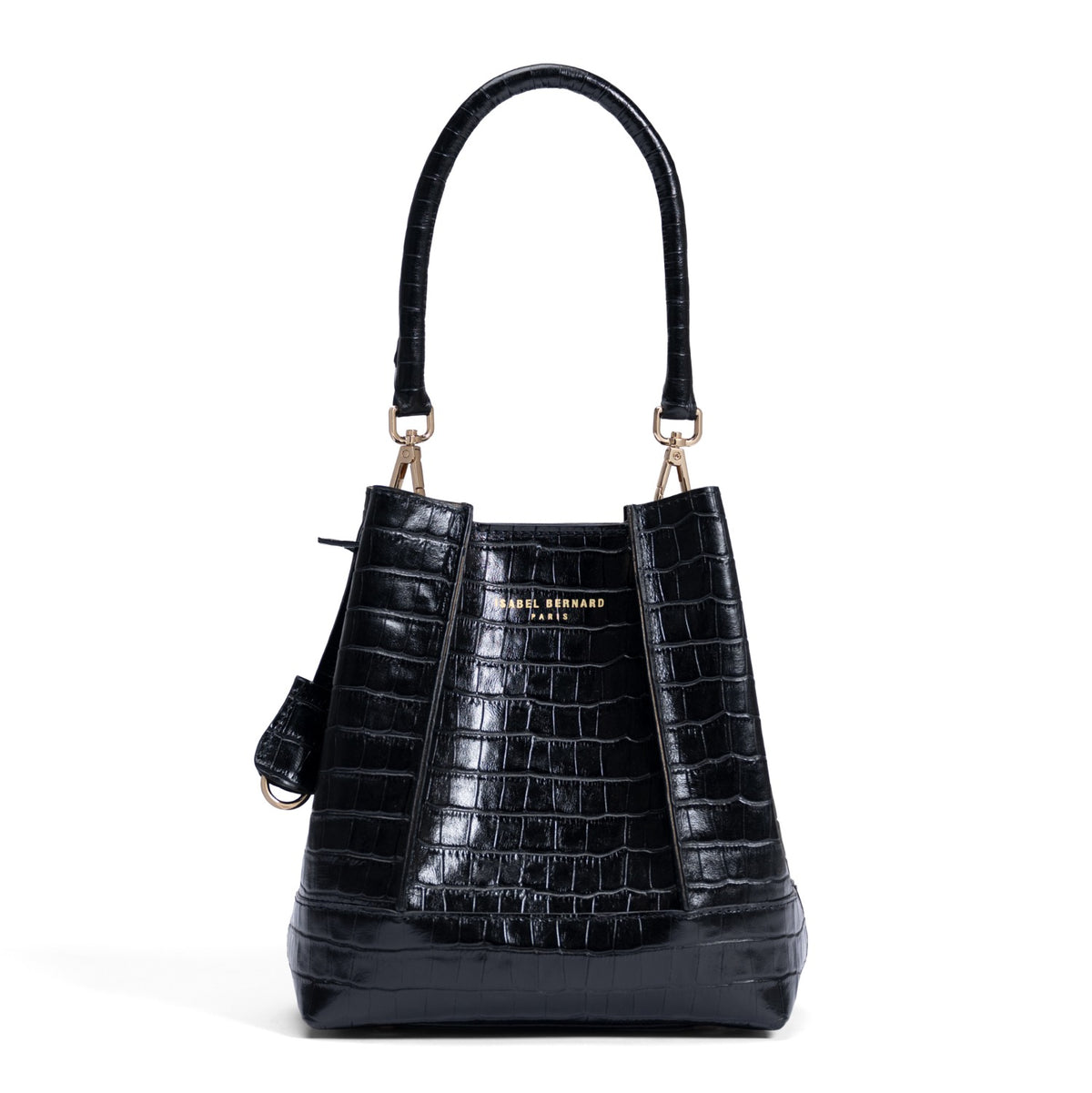 Isabel Bernard Femme Forte Minette Croco Black Calfskin Leather Handbag IB21114-201