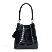 Isabel Bernard Femme Forte Sac à main Minette en cuir de veau noir croco IB21114-201