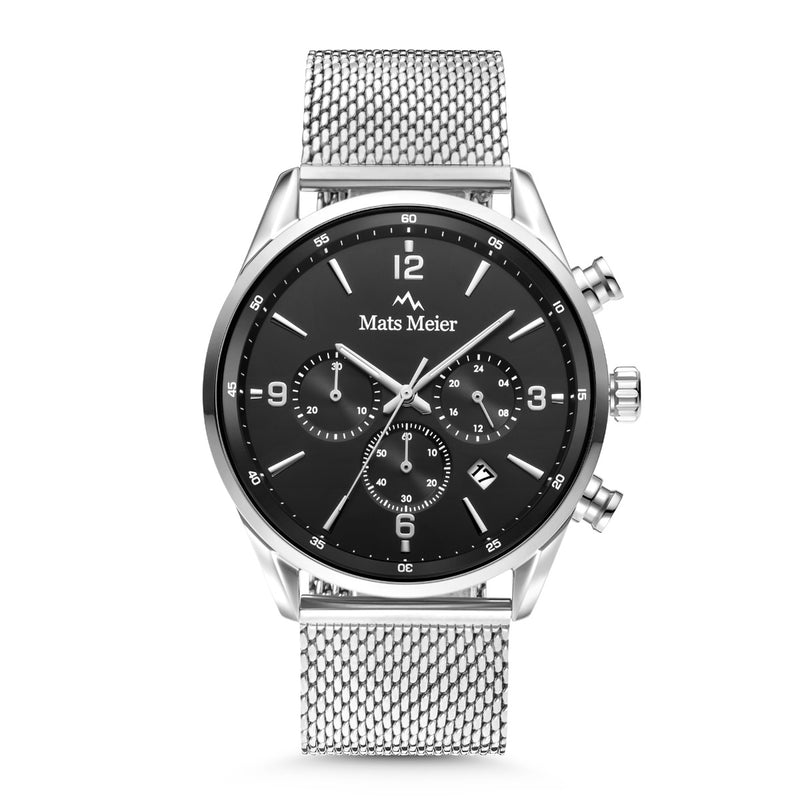 Mats Meier Grand Cornier chronograph men's watch silver colored with black MM00132-zoom-
