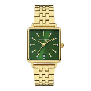 Violet Hamden Dawn Montre Carrée Femme Dorée et Verte VH09004