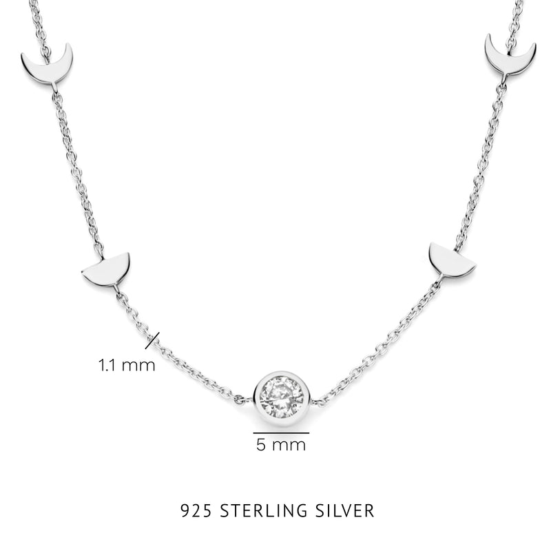 Violet Hamden Luna Collier en Argent 925 Sterling avec Lunes et Pierre de Zircon Blanc VH340043-zoom-
