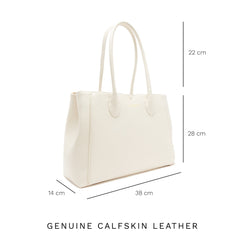 Isabel Bernard Honoré Cloe Crème Calfskin Leather Handbag IB25077