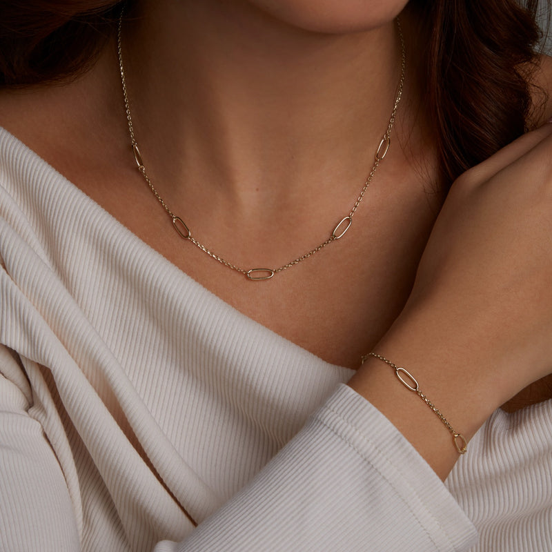 Beloro Jewels Regalo d'Amore ensemble cadeau collier et bracelet en or 9 carats BO90030-zoom-