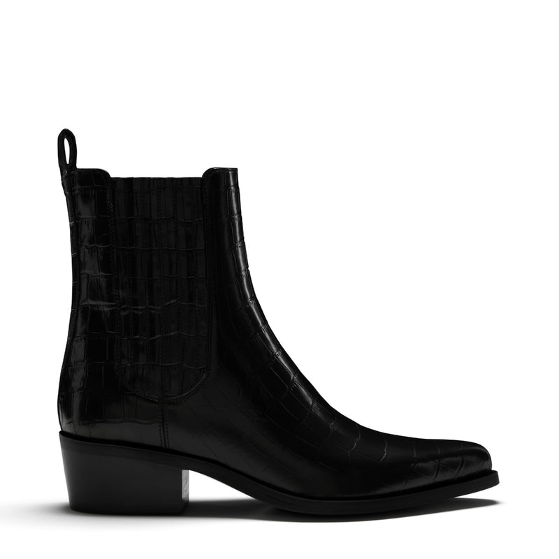 Isabel Bernard Bottes Amandine en cuir de veau noir croco IB53010-201-36-zoom-