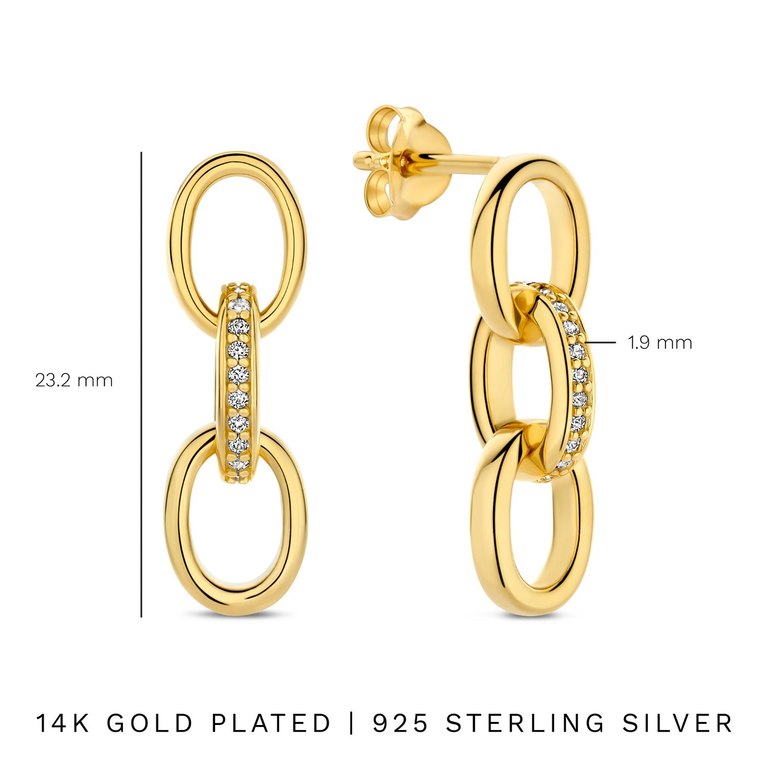 Parte Di Me Bibbiena Poppi Clara 925 Sterling Silver Gold Plated Drop Earrings PDM36192