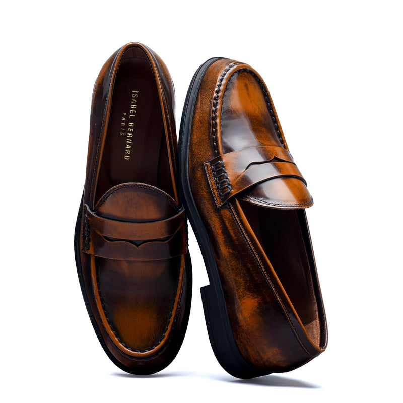 Isabel Bernard Vendôme Blandine mocassins en cuir spazzolato cognac IB51015-636-35-zoom-