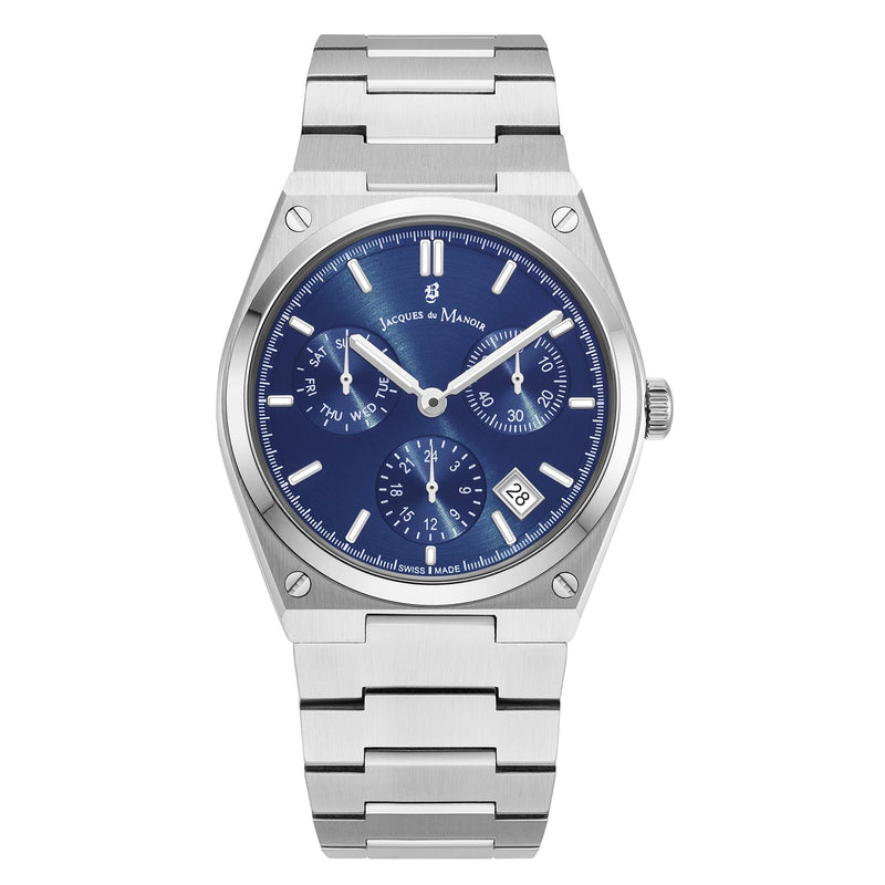 Jacques du Manoir Horizon Gents Multifunction Montre Homme en Acier Argenté JWN05703-zoom-