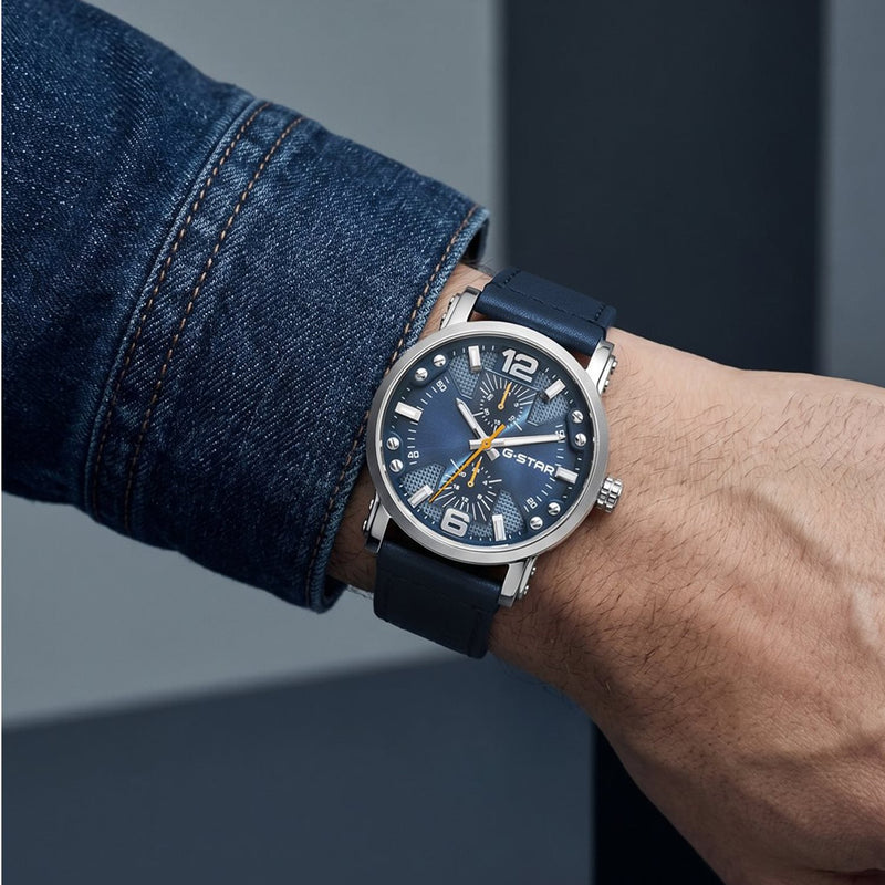 G-STAR Rovic Montre Homme Argentée et Bleue GSW.509.01-zoom-