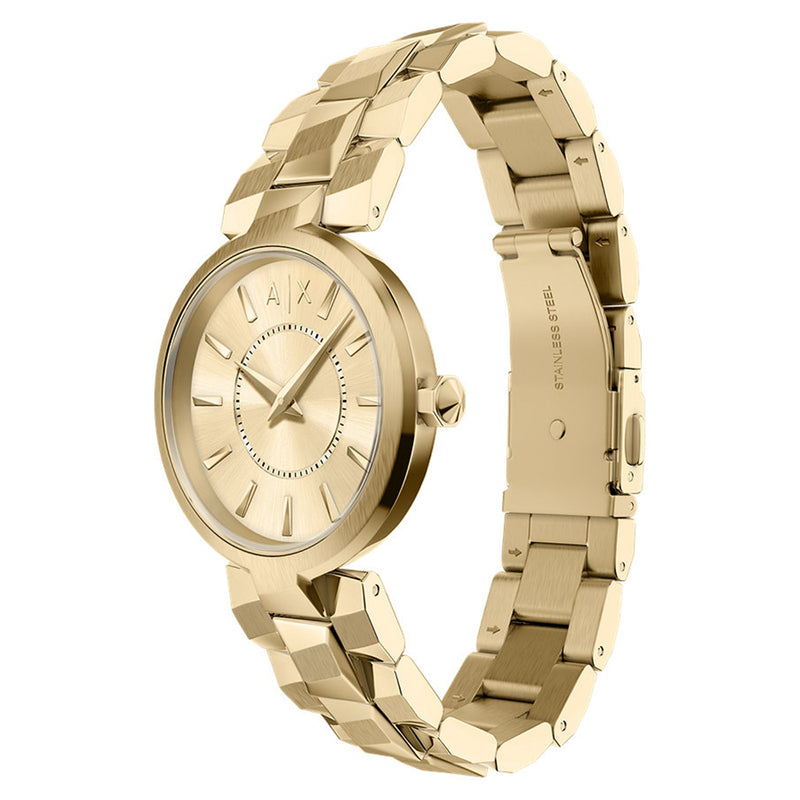 Armani Exchange Audora Round Gold Dial Watch AX4407-zoom-