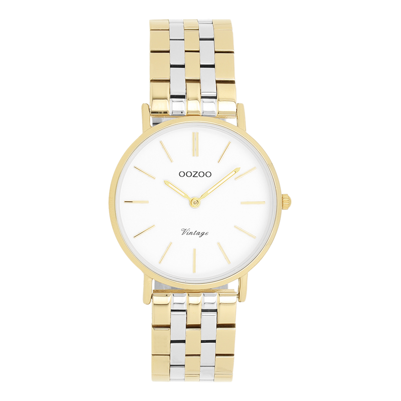 OOZOO Vintage Montre Femme Dorée et Blanche C20407-zoom-