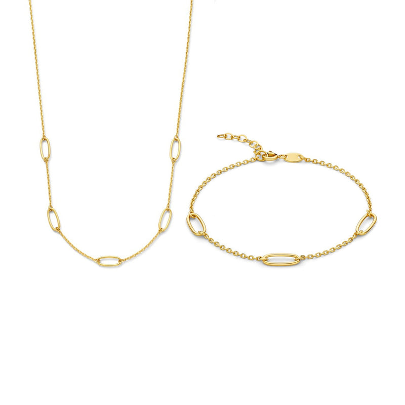 Beloro Jewels Regalo d'Amore ensemble cadeau collier et bracelet en or 9 carats BO90030-zoom-