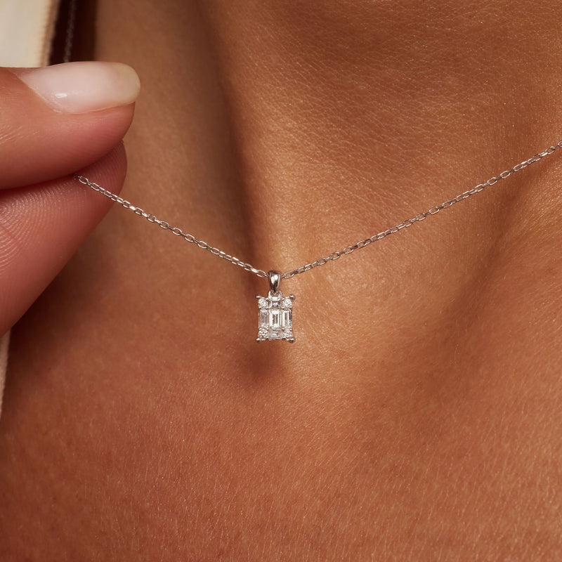 Isabel Bernard De la Paix Maxime collier en or blanc 14 carats avec diamant 0.13 ct IBD350023-zoom-