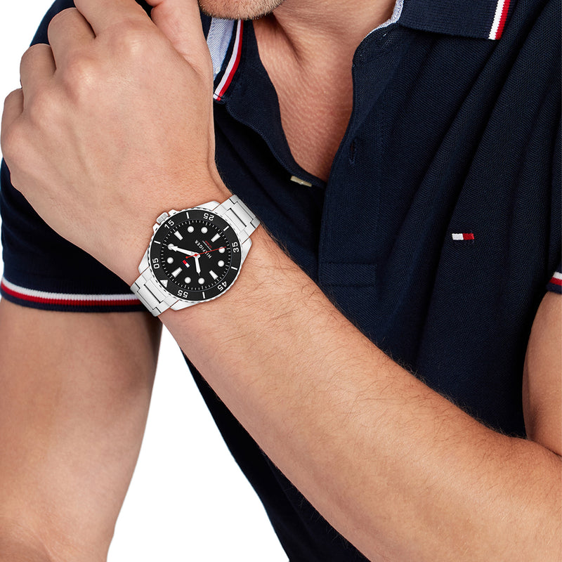 Tommy Hilfiger Oceanic Montre Pour Homme Argentée et Noire TH1792203-zoom-