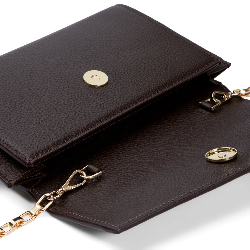 Isabel Bernard Honoré Lina Pochette Marron Foncé Avec Chaîne D’Épaule Amovible IB21135-031-zoom-
