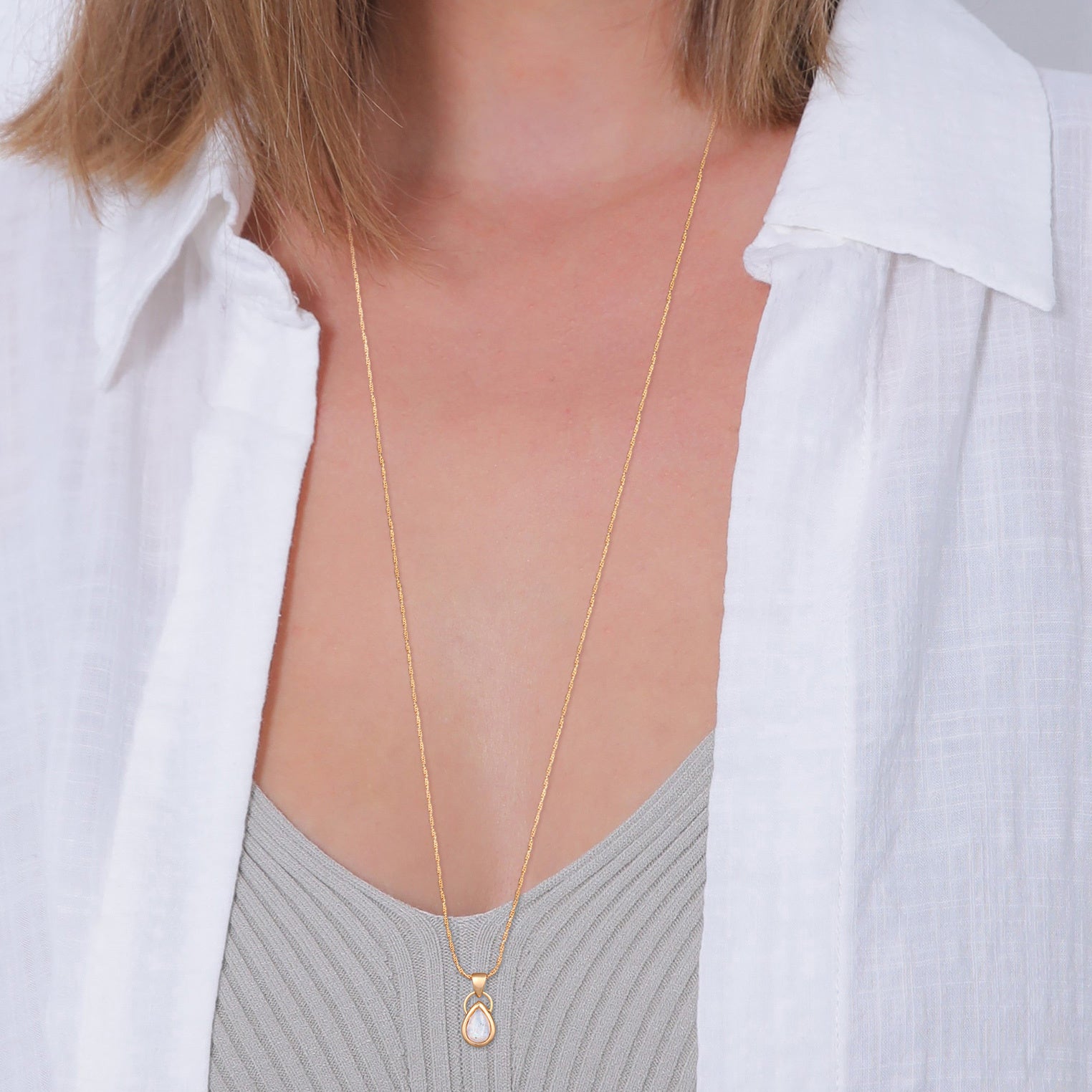 Elli 925 Sterling Silver Necklace with Moonstone 2004-BF-0007957-001