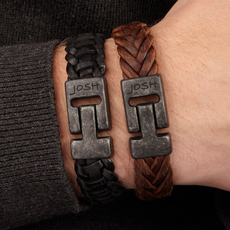 Josh Bracelet vintage noir-marron (longueur : 21,00 cm) 24832-VB-BROWN-M-zoom-