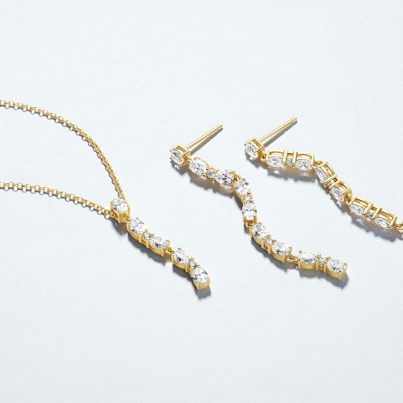 Sif Jakobs Ellera Collier en argent sterling 925 plaqué or 18 carats SJ-N2421-CZ-YG-zoom-