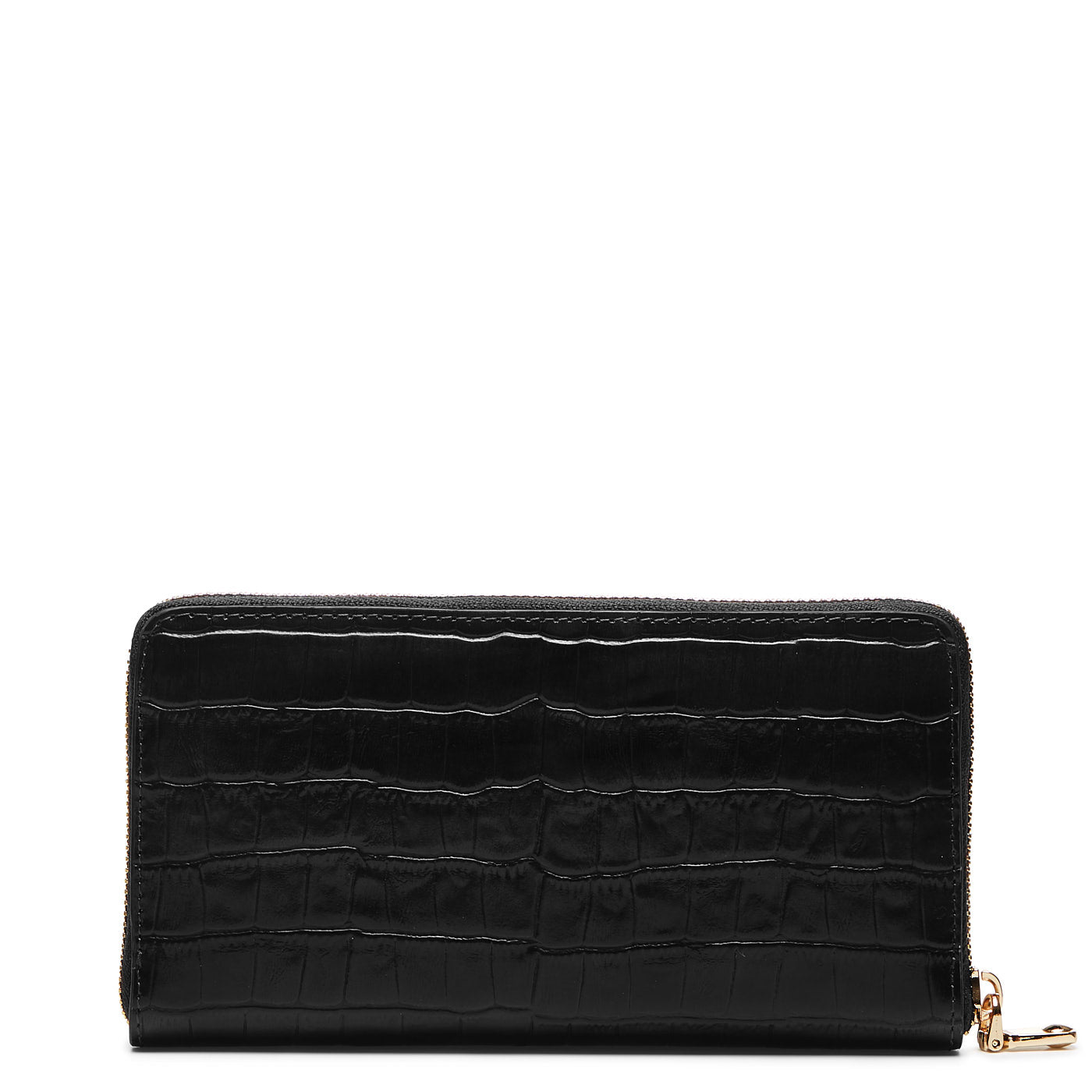 Isabel Bernard Honoré Léa Black Croco Zip Wallet IB23007
