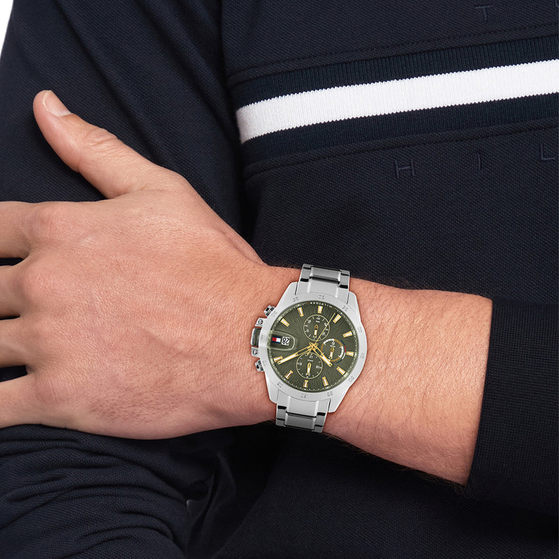 Tommy Hilfiger Jameson Montre Pour Homme Argentée et Verte TH1792197-zoom-