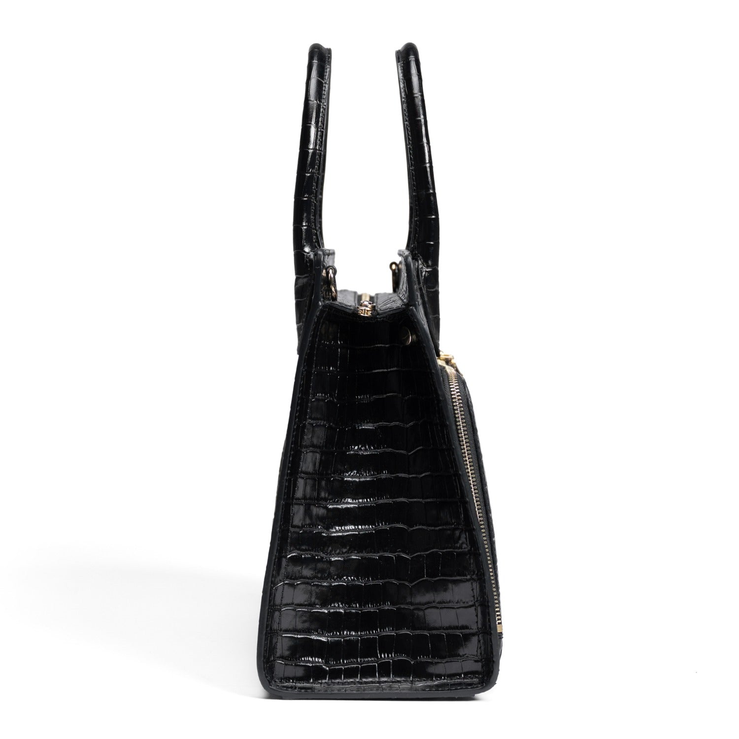 Isabel Bernard Honoré Nadine croco black calfskin leather handbag with 13 inch laptop compartment IB25110-201-13